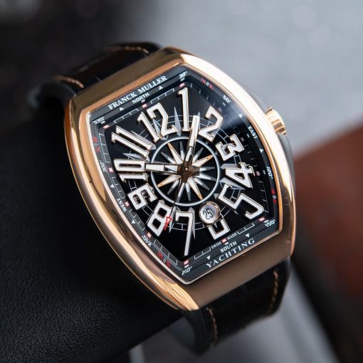 Strap Watches -Franck Muller Vanguard Yachting Rose Gold Black Dial 45mm