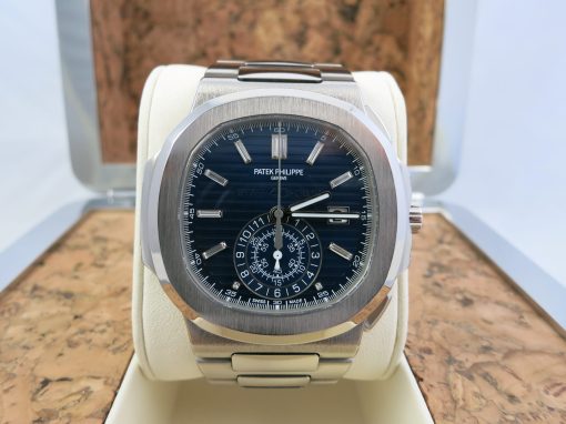 Personalizable PATEK PHILIPPE Nautilus Chronograph Diamond Blue Dial Men’s Watch Item No. 5976-1G-001