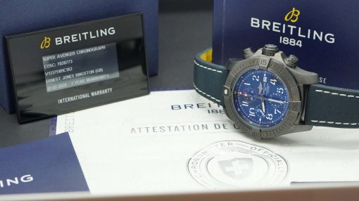 BREITLING  Super Avenger Night Mission Chronograph Automatic Chronometer Blue Dial Men’s Watch