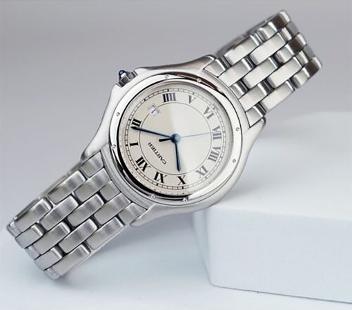 Cartier Panthere Cougar Quartz White Dial Date Roman index LM Mens Watch.