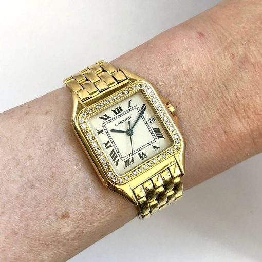 CARTIER Panthere De Quartz Diamond White Dial Ladies Watch Item No. WJPN0015