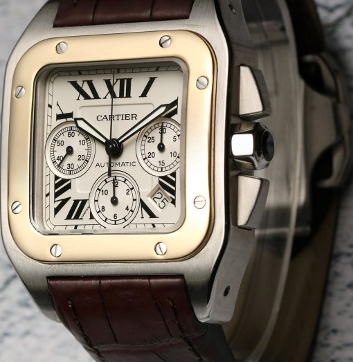 CARTIER Santos 100 Chronograph Automatic Silver Dial Men’s Watch