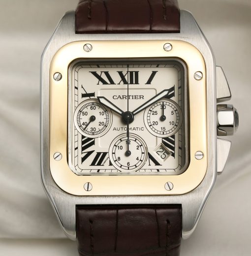 CARTIER Santos 100 Chronograph Automatic Silver Dial Men’s Watch