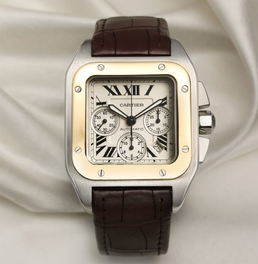 CARTIER Santos 100 Chronograph Automatic Silver Dial Men’s Watch