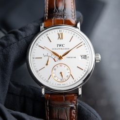 IWC Portofino White Silver Dial Steel Leather Manual 45mm