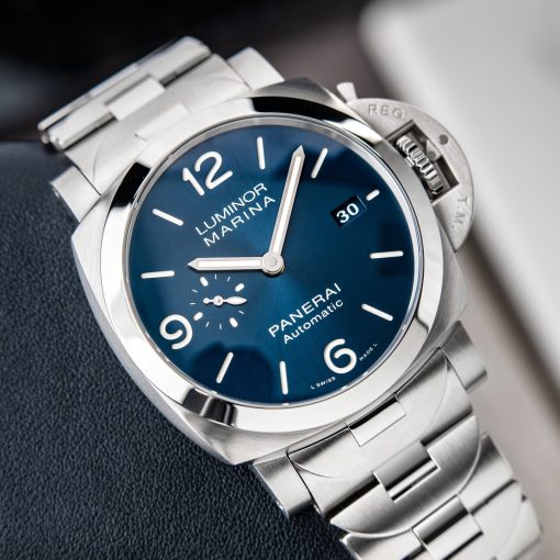 Panerai Luminor Marina Specchio Blue Blue Watch Steel Bracelet Date Pam1316