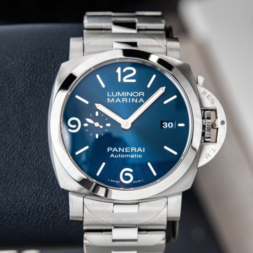 Panerai Luminor Marina Specchio Blue Blue Watch Steel Bracelet Date Pam1316