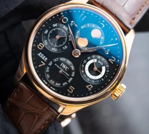 IWC Portugieser Perpetual Calendar Automatic Rose Gold Black Dial IW503202