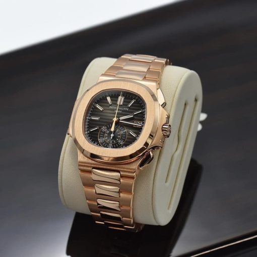 PATEK PHILIPPE  Nautilus Black Dial 18kt Rose Gold Chronograph Automatic Men’s Watch Item No. 5980-1R-001