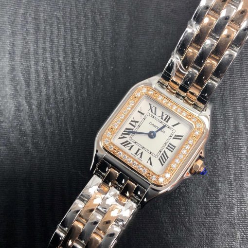 CARTIER Panthere de Silver Dial Steel and 18kt Rose Gold Small Ladies Watch Item No. W3PN0006