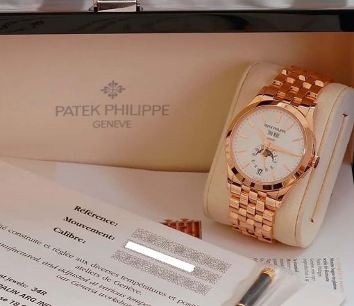 PATEK PHILIPPE Annual Calendar Silver Dial 18kt Rose Gold Men’s Watch Item No. 5396-1R-010