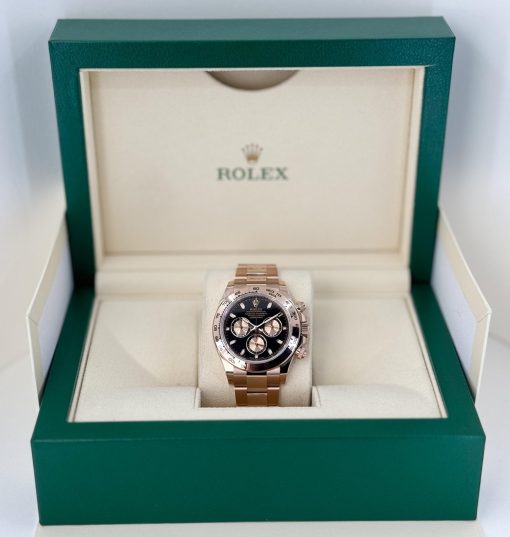 Rolex Daytona 116505 Black Index Pink Subdials Rose Gold Oyster Chronograph