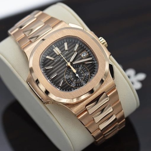 PATEK PHILIPPE  Nautilus Black Dial 18kt Rose Gold Chronograph Automatic Men’s Watch Item No. 5980-1R-001