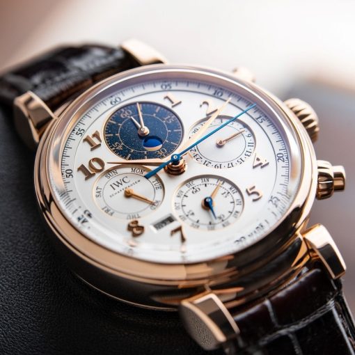 IWC Da Vinci Perpetual Calendar Chronograph Rose Gold Moonphase Leather 43mm