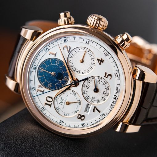 IWC Da Vinci Perpetual Calendar Chronograph Rose Gold Moonphase Leather 43mm