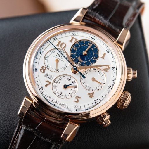 IWC Da Vinci Perpetual Calendar Chronograph Rose Gold Moonphase Leather 43mm