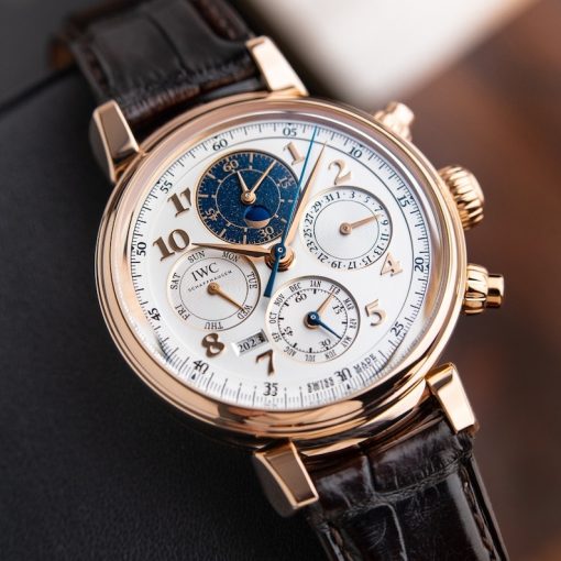 IWC Da Vinci Perpetual Calendar Chronograph Rose Gold Moonphase Leather 43mm