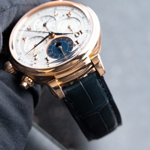 IWC Da Vinci Perpetual Calendar Chronograph Rose Gold Moonphase Leather 43