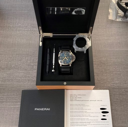 Panerai Luminor Equation Of Time 8 Days GMT Blue Sunburst Dial Watch PAM670