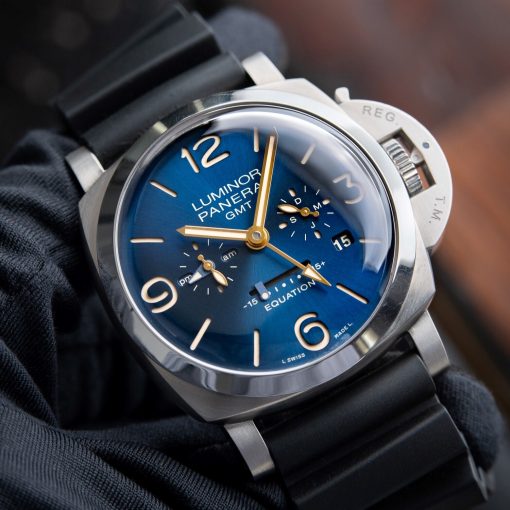 Panerai Luminor Equation Of Time 8 Days GMT Blue Sunburst Dial Watch PAM670