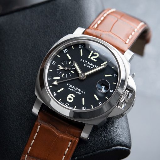 Panerai Luminor GMT Acciaio Automatic 300M Leather Black Steel 40 Pam244