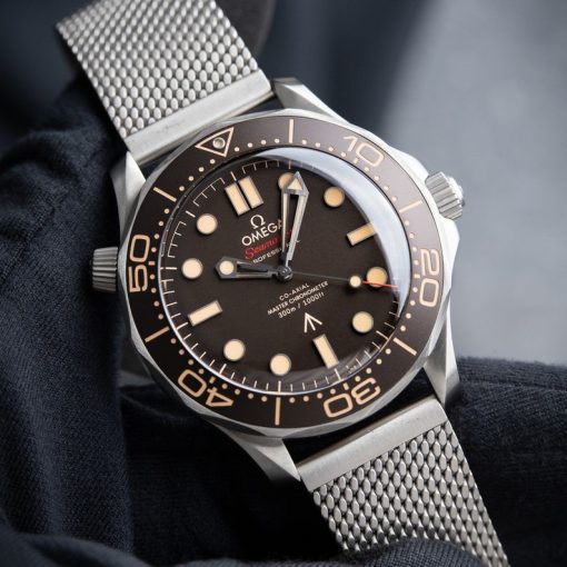 OMEGA Seamaster NTTD Diver 300M 007 Edition Titanium Mesh NATO Brown James Bond