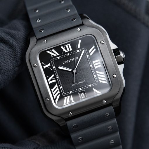 Cartier Santos De Cartier Large Model ADLC Steel Black Dial Automatic 39.8mm