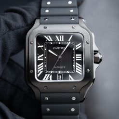 Cartier Santos De Cartier Large Model ADLC Steel Black Dial Automatic 39.8mm