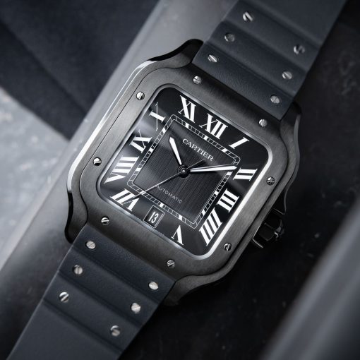 Cartier Santos De Cartier Large Model ADLC Steel Black Dial Automatic 39.8mm