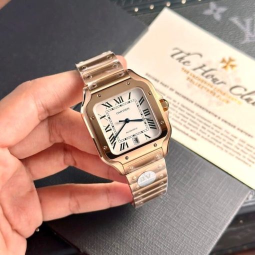 Cartier Santos De Cartier WGSA0018 Rose Gold White Dial