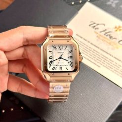 Cartier Santos De Cartier WGSA0018 Rose Gold White Dial