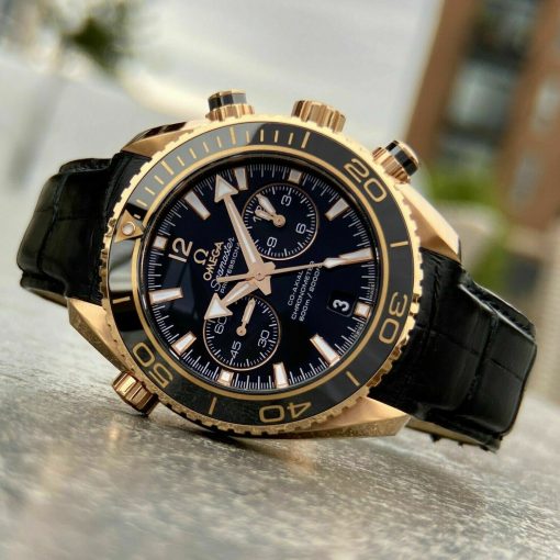 Omega Seamaster Planet Ocean Chronograph Rose Gold Black Dial Men’s Watch