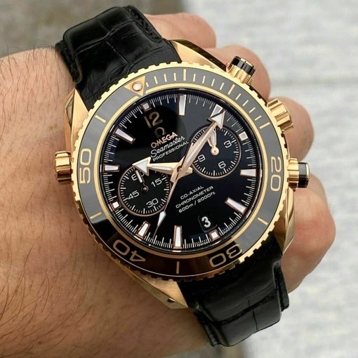 Omega Seamaster Planet Ocean Chronograph Rose Gold Black Dial Men’s Watch