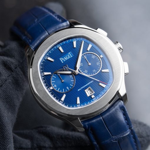 Piaget Polo S Chronograph Blue Dial Steel Leather Automatic 2022 42mm