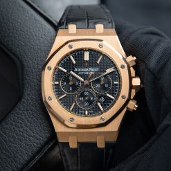 Audemars Piguet Royal Oak Chronograph 26320OR Rose Gold Black Dial Leather