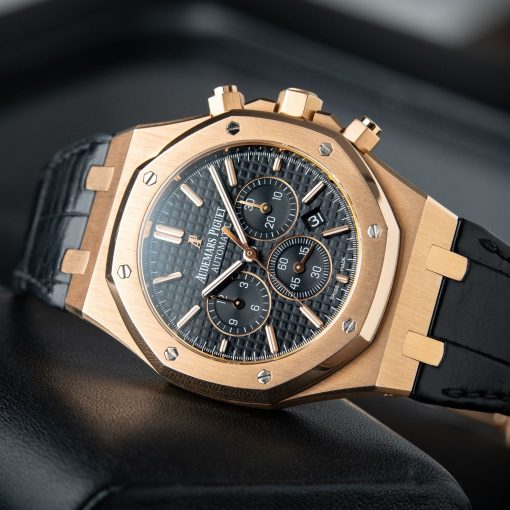 Audemars Piguet Royal Oak Chronograph 26320OR Rose Gold Black Dial Leather