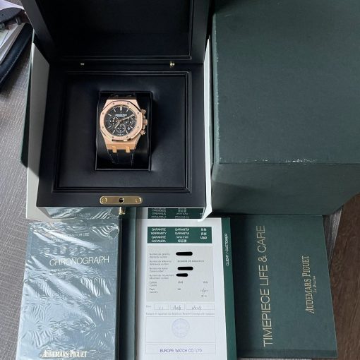 Audemars Piguet Royal Oak Chronograph 26320OR Rose Gold Black Dial Leather