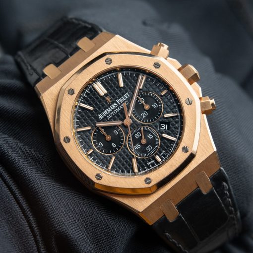 Audemars Piguet Royal Oak Chronograph 26320OR Rose Gold Black Dial Leather