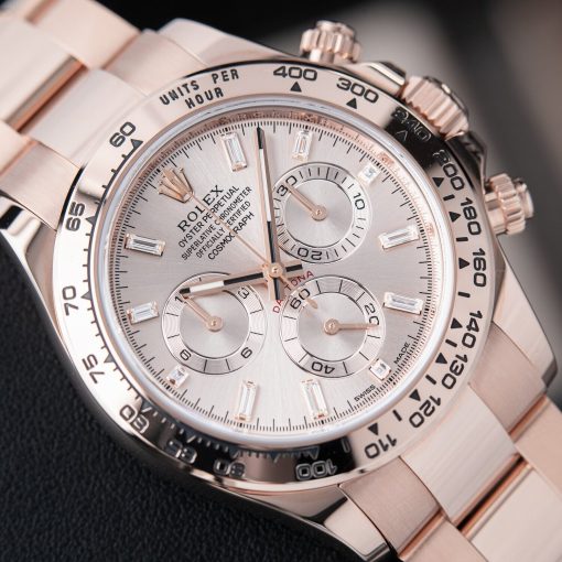 Rolex Daytona Cosmograph Sundust Baguette Dial Rose Gold Chrono