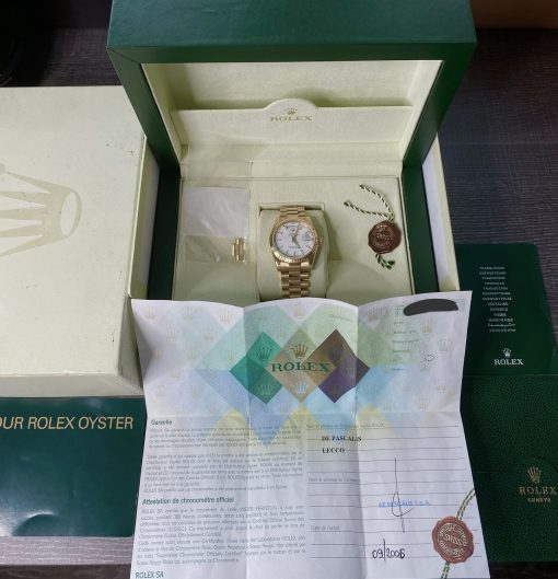 Rolex Day-Date 36 President 118238 White Stick Italian Dial Wheel Box Papers