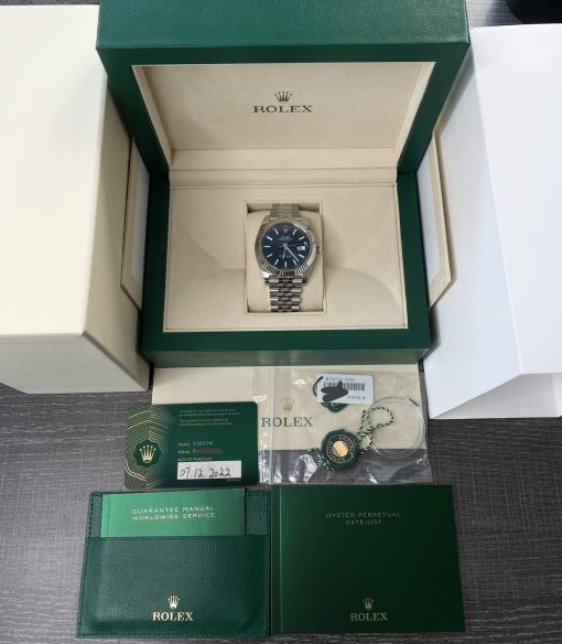 Rolex Datejust 41 Blue Stick Dial 2022 Jubilee Bracelet Fluted Bezel Steel