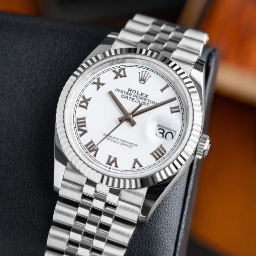 Rolex Datejust 36 White Dial Roman Jubilee Bracelet Fluted White Gold Bezel 2022