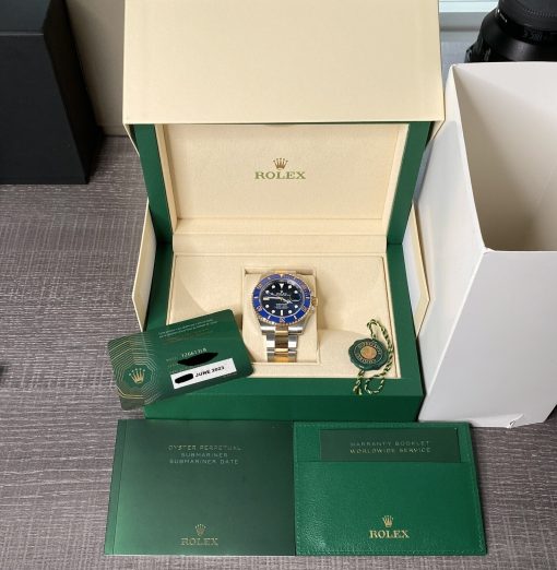 Rolex Oyster Perpetual Submariner ‘Bluesy’ Men’s Two Tone Gold Steel Blue Dial Dive Watch 2023 UNWORN