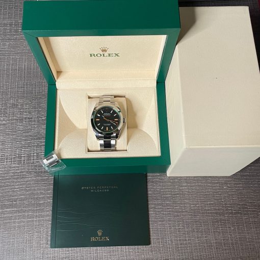 Rolex Milgauss Oyster Perpetual 40mm Green Dial Steel Bracelet Box 116400