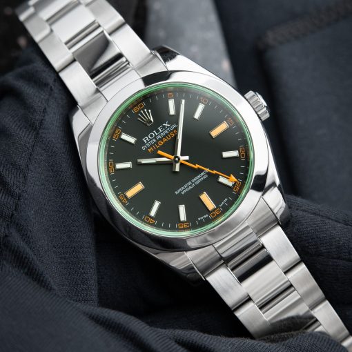 Rolex Milgauss Oyster Perpetual 40mm Green Dial Steel Bracelet Box 116400