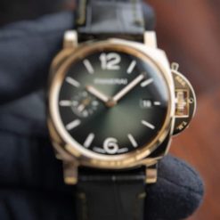 Panerai Luminor Due Yellow Gold Green Sunburst Automatic Pam1423 42mm