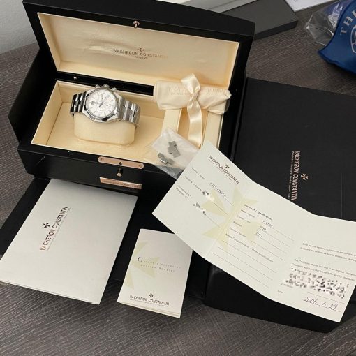 Vacheron Constantin Overseas 49150 Silver White Chronograph Steel Bracelet