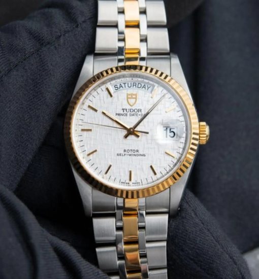 Strap Luxury – Tudor Prince Two Tone Gold Steel Linen Dial 36mm