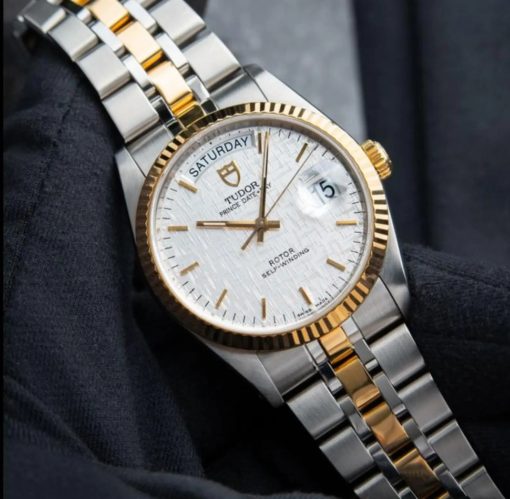 Strap Luxury – Tudor Prince Two Tone Gold Steel Linen Dial 36mm