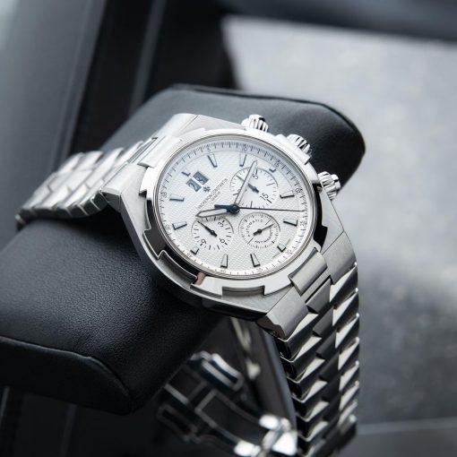 Vacheron Constantin Overseas 49150 Silver White Chronograph Steel Bracelet